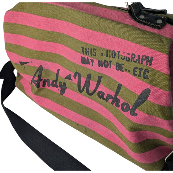 Andy Warhol x Loop Campbell Soup Pink Striped Large Duffel Bag Travel Pop Art - Picture 10 of 16